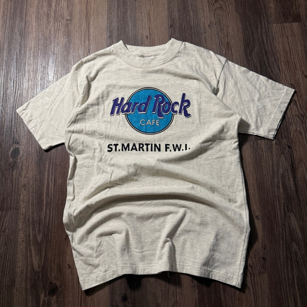 Vintage Hard Rock Cafe St Martin FWI T Shirt Mens Medium Heather Grey Souvenir
